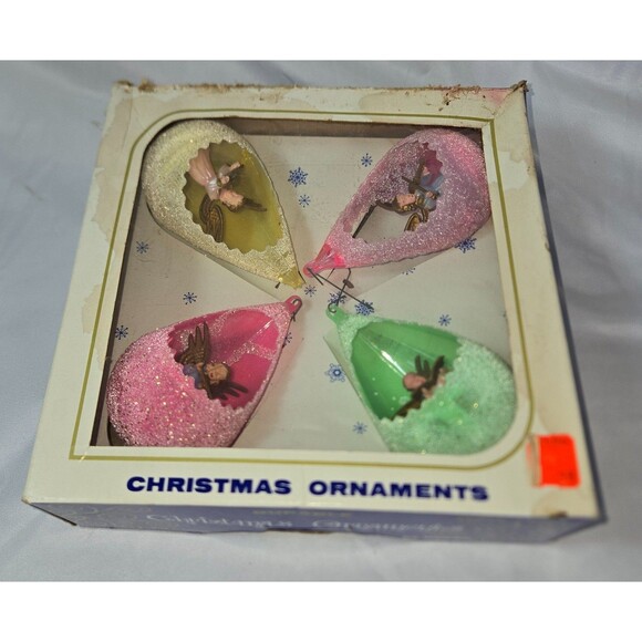 Jewelbrite Christmas Ornaments Diorama Choir Angels Frosted Glass Teardrop Unuse - Picture 11 of 15